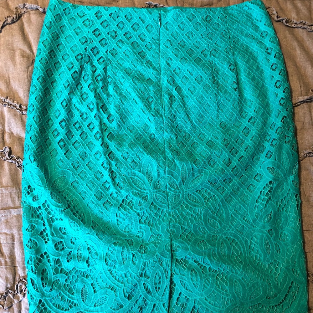 LOFT Teal Lace Pencil Skirt - Picture 2 of 4